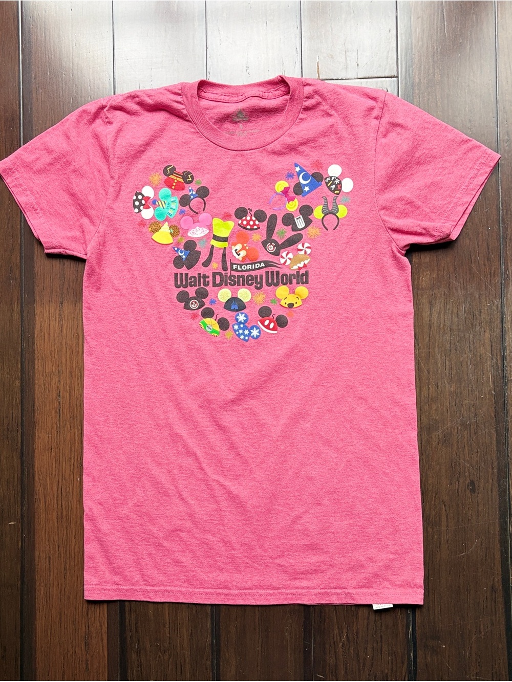 T-shirt Disney Florida Walt Disney World pink cotton Mickey Mouse tourist size S